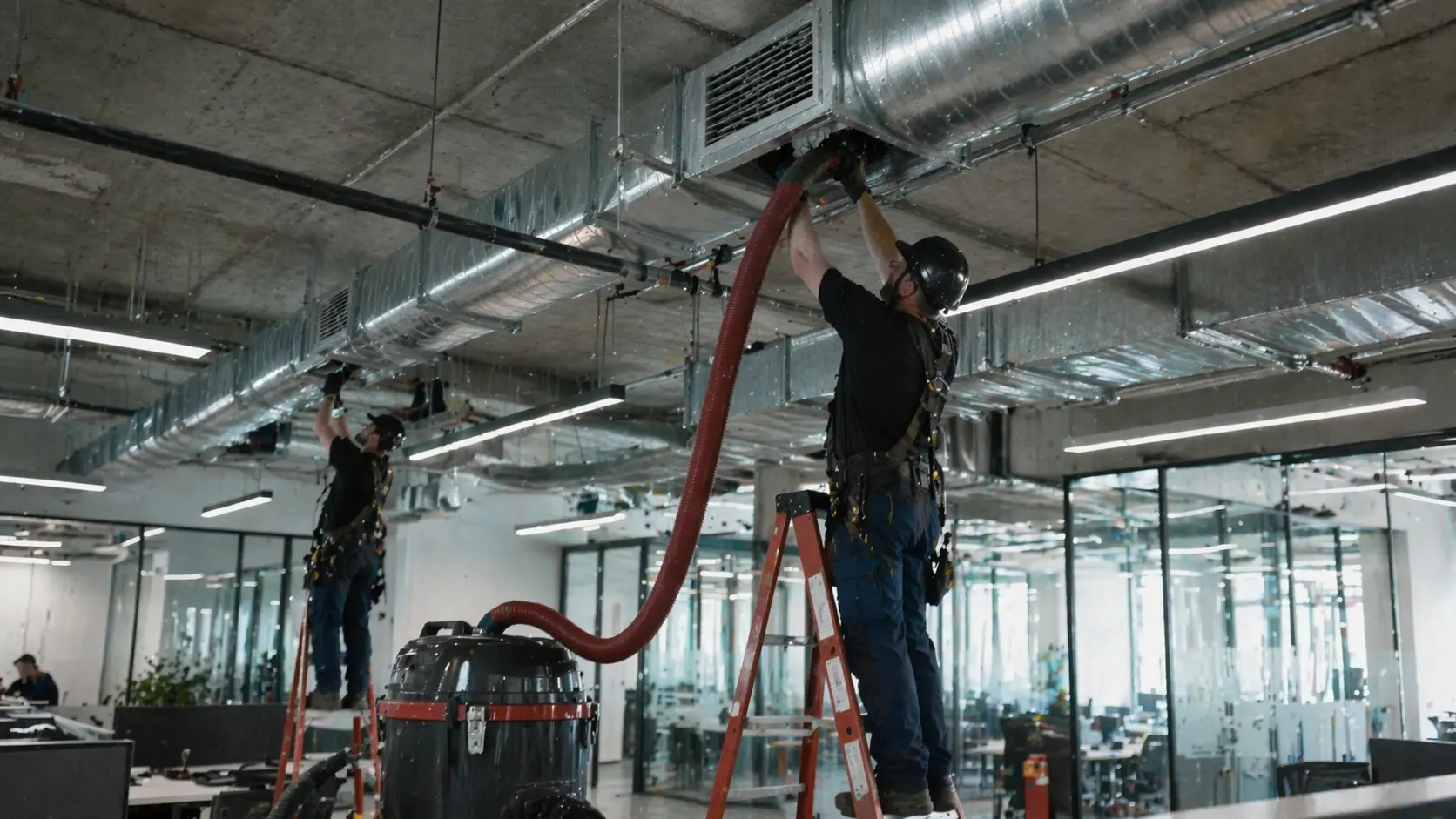 Certified HVAC Technician Cleaning Air Ducts