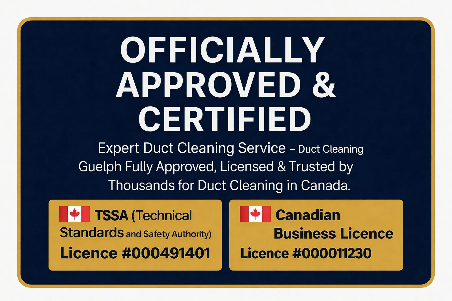 Expert Duct Cleaning Guelph Certificates